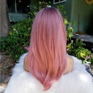 Pink synthetic wig